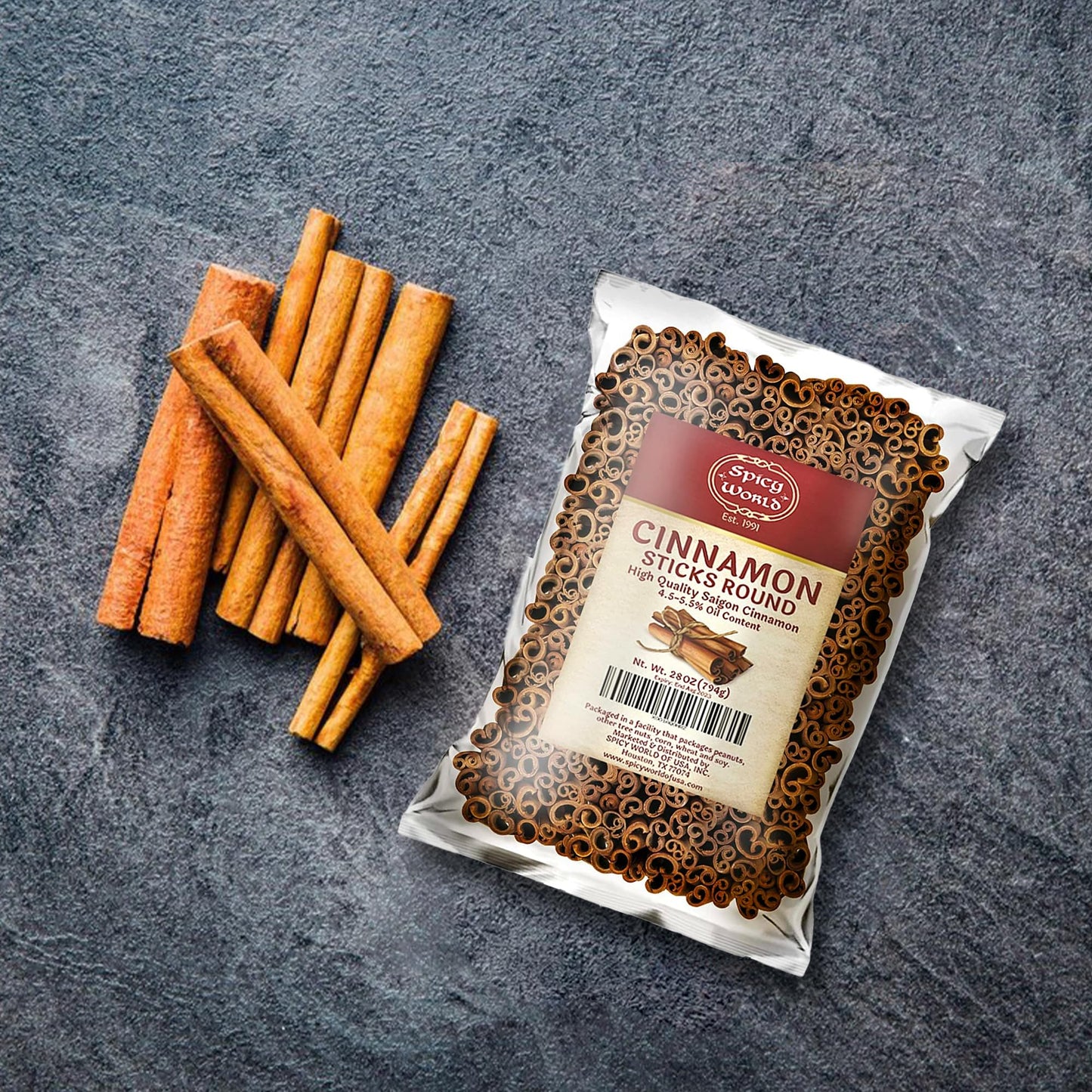 Spicy World Cinnamon Sticks 1.75 Pound Bulk Bag - 150 To 175 Sticks - Strong Aroma, Perfect For Baking, Cooking & Beverages - 3+ Inches Length - Cassia Saigon Cinnamon From Vietnam 28 Oz