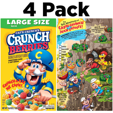 Cap'N Crunch Cereal, Crunch Berries, 16.8Oz Boxes (4 Pack)