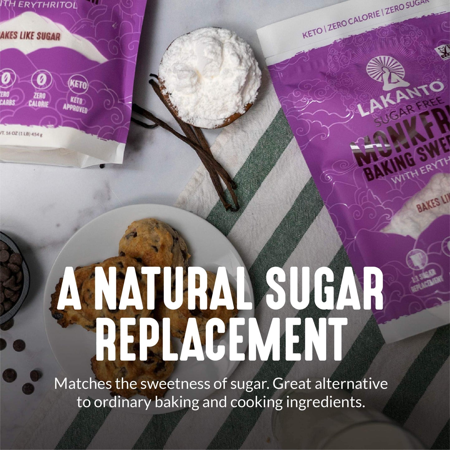 Lakanto Bulk Baking Monk Fruit Sweetener with Erythritol - Baking Sugar Substitute, Zero Calorie, Keto Diet Friendly, Zero Net C