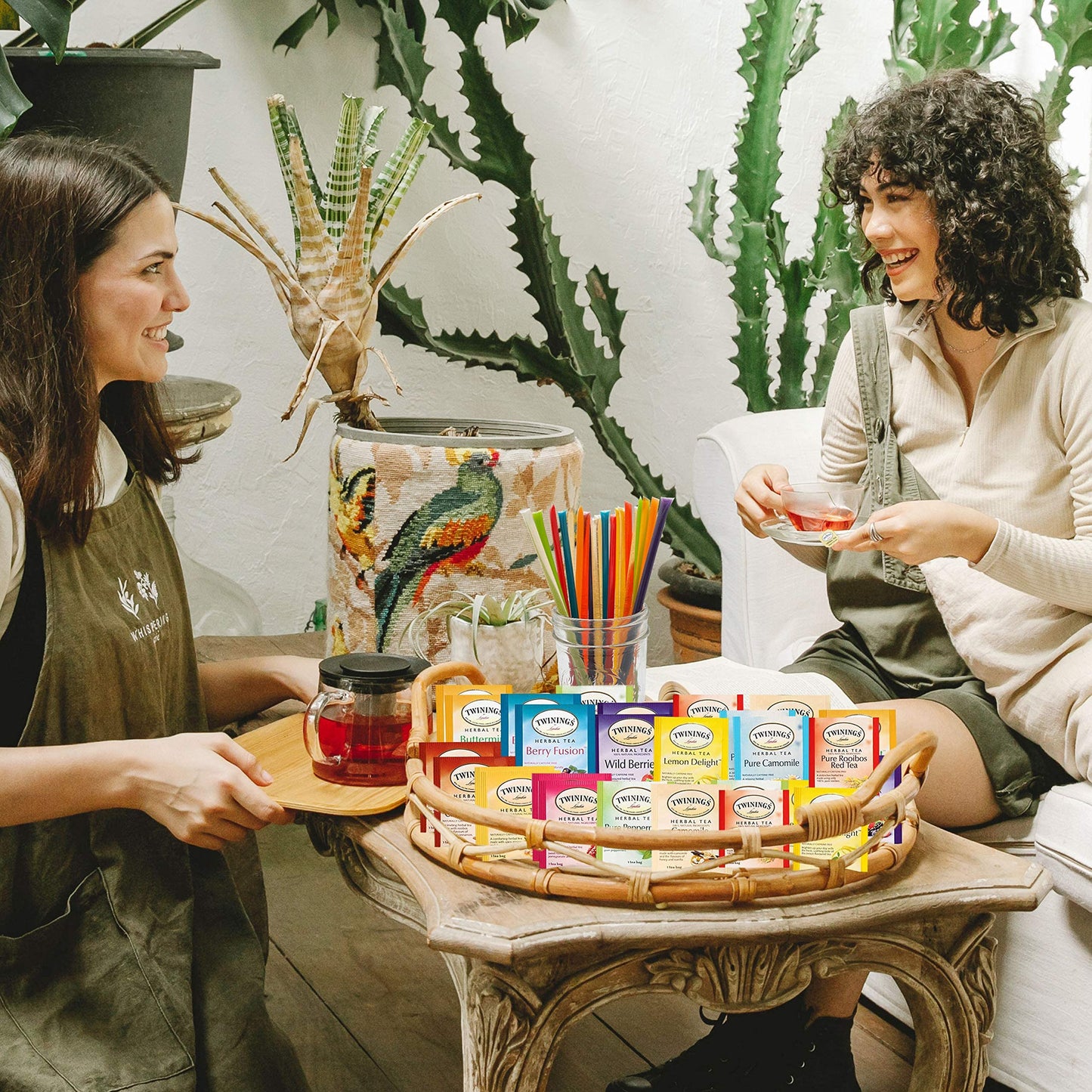 Twinings 48 Tea Bags Herbal Variety Pack  Bundle with 20 Flavored Honey Sticks - 12 Flavors Caffeine-Free Individually Wrapped Teas for Gift Basket  Office  Lobby Refreshments