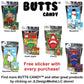 Bunny Butts Gummy Blueberry Flavored Fruit Jelly Disks Funny Unique Easter Basket Stuffer Birthday Gag Gift Candy For Girls, Boys, Kids And Teens (5.5 Ounce)