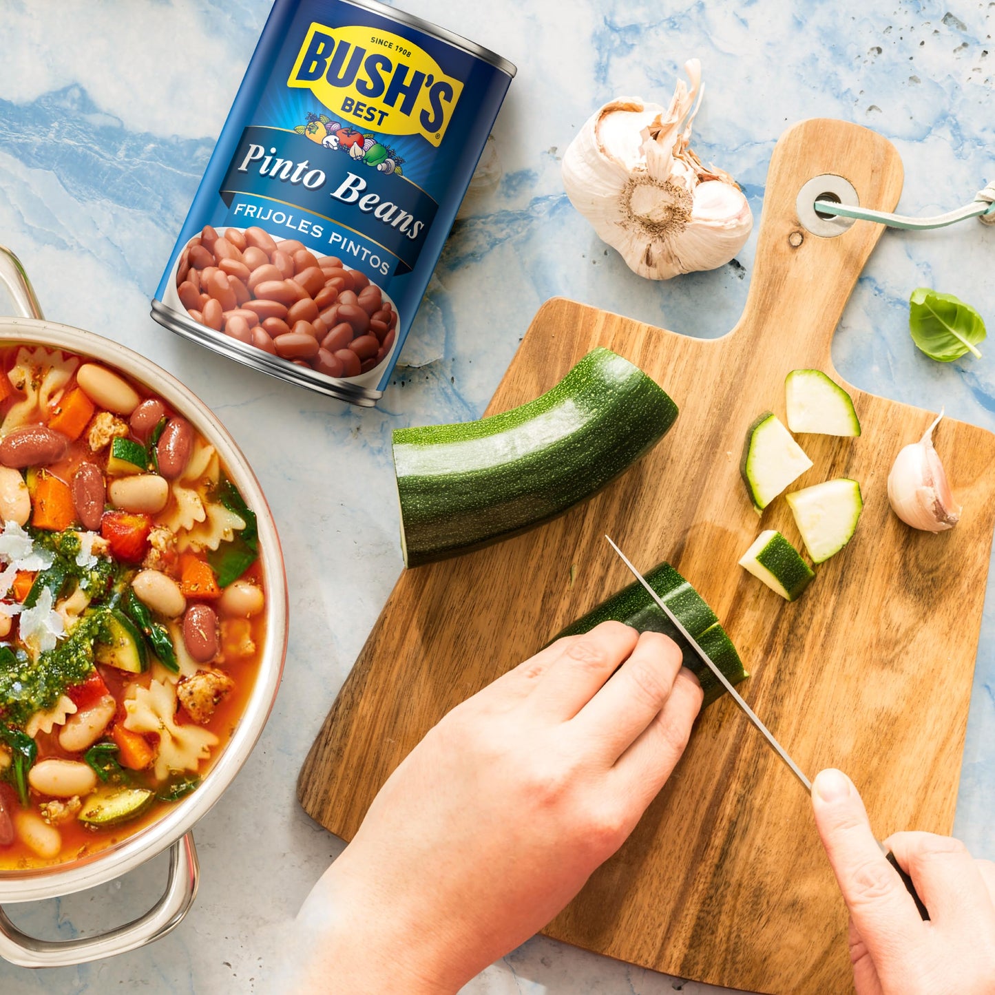 BUSH S BEST 16 oz Canned Pinto Beans, Source of Plant Based Protein and Fiber, Low Fat, Gluten Free, Great For Soups, Salads an