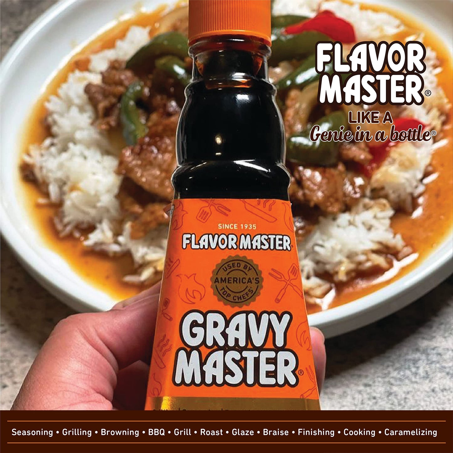 Roses Brands Gravy Master Grilling Sauce - Vegetarian, No Gluten - 5 Fl Oz (Pack of 3) - Kosher, Pareve - Made in the USA