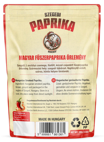 Hencher Hungarian Smoked Paprika Spice Powder, Mild, Non-GMO, 100g (3.5oz)