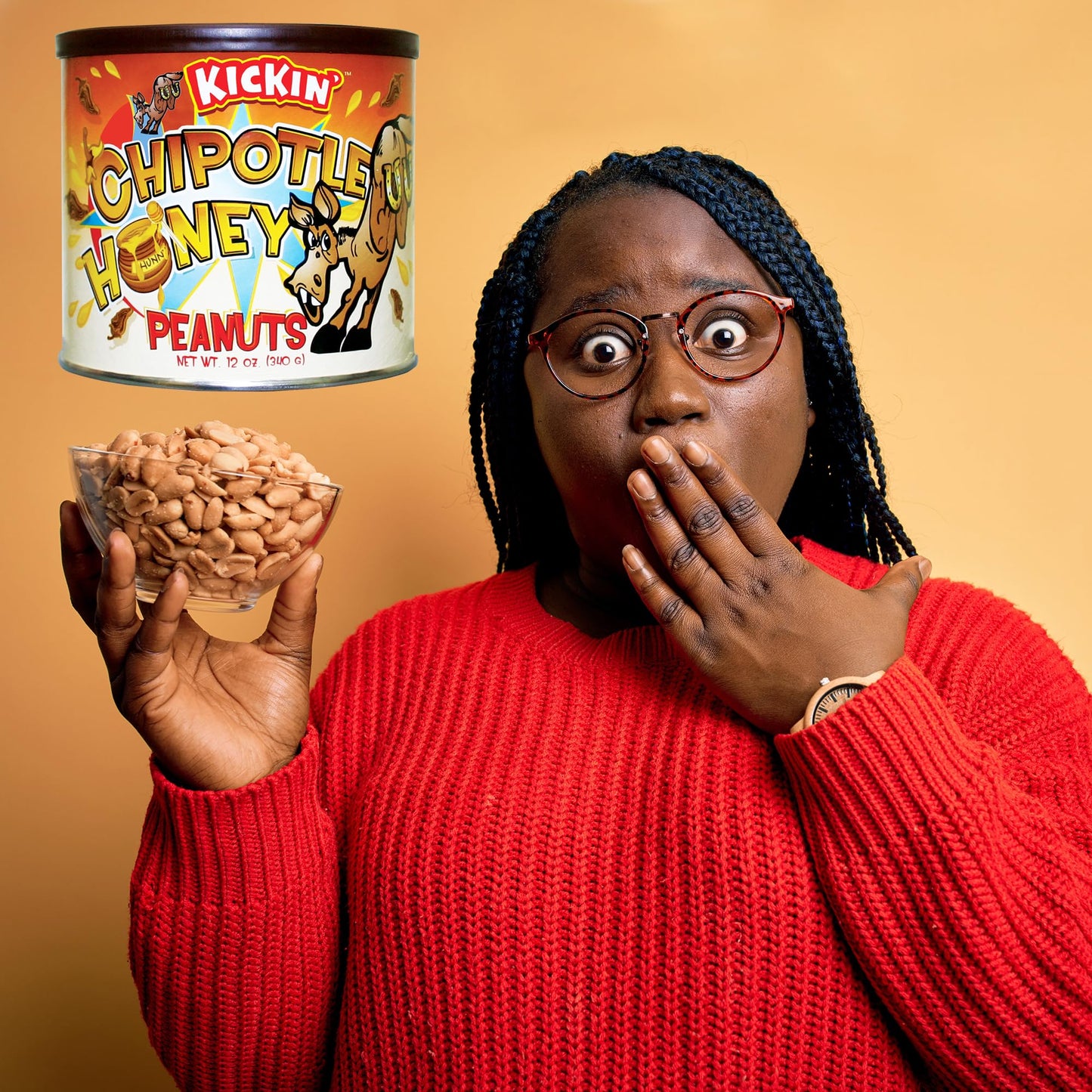ASS KICKIN Chipotle Honey Roasted Peanuts - 12 Oz - Spicy Gourmet Snack, Model AK811