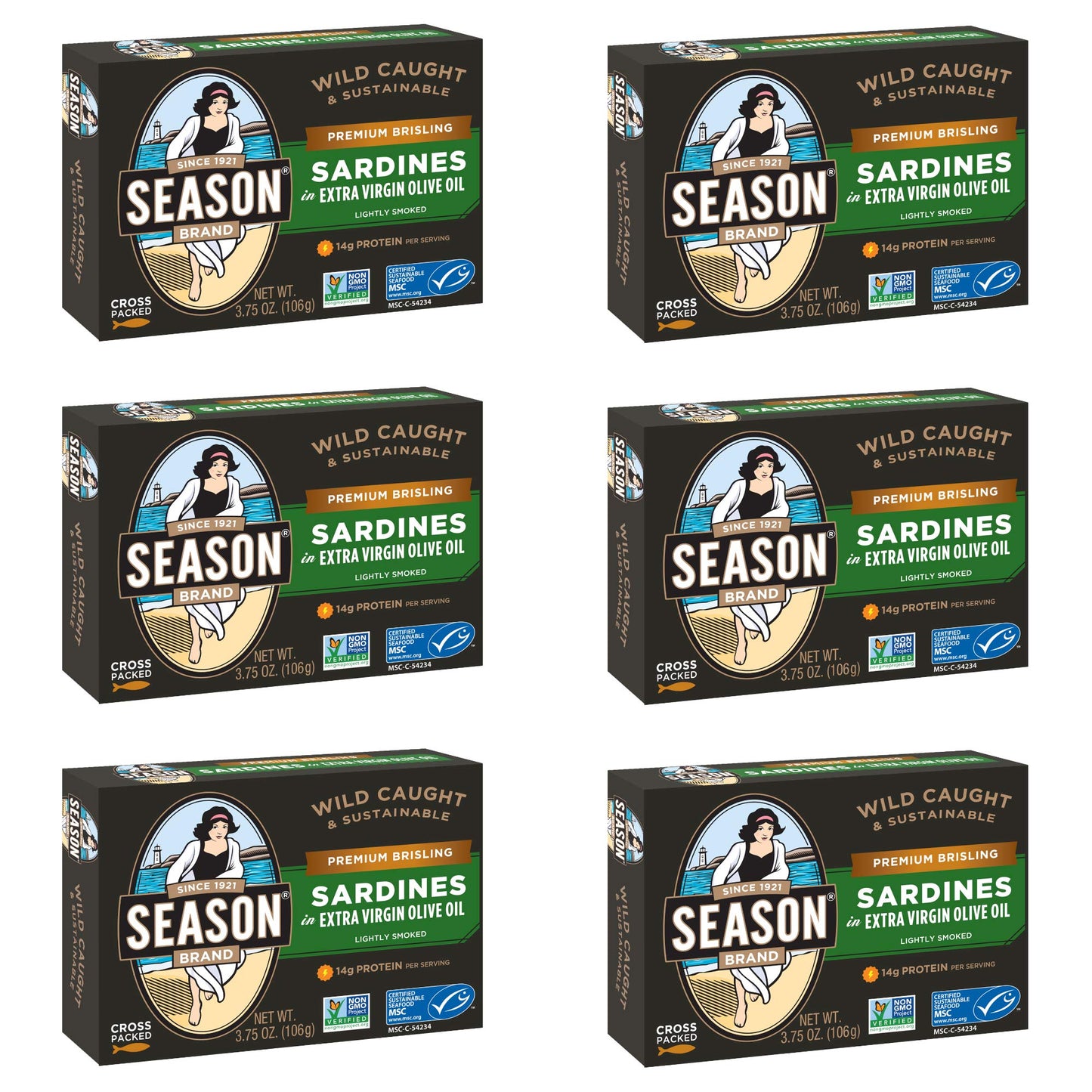 Season Brisling Sardines In Extra Virgin Olive Oil - Wild Caught, 14G Of Protein, Keto Snacks, More Omega 3'S Than Tuna, Kosher,