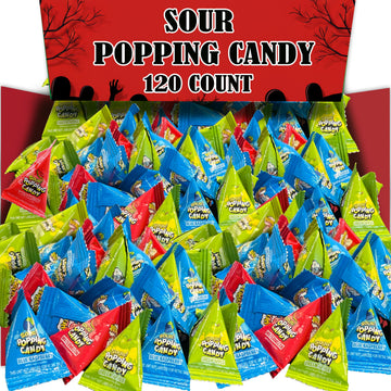 Popping Candy Bulk Assortment  120 Count Individually Wrapped Fun Size Packs of Sour Candy  3 Assorted Fruit Flavors  Popping Rocks Variety Pack  Party Bag Favors for Kids