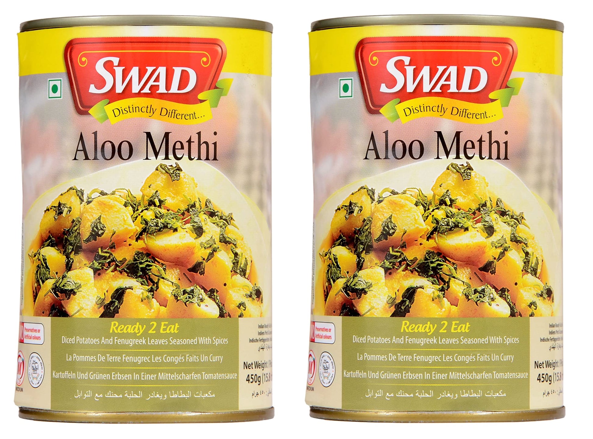 Swad Ready To Eat Aloo Methi Instant Mix Vegetarian Heat & Eat With No Added Preservative - 450 Grams (Pack Of 2)