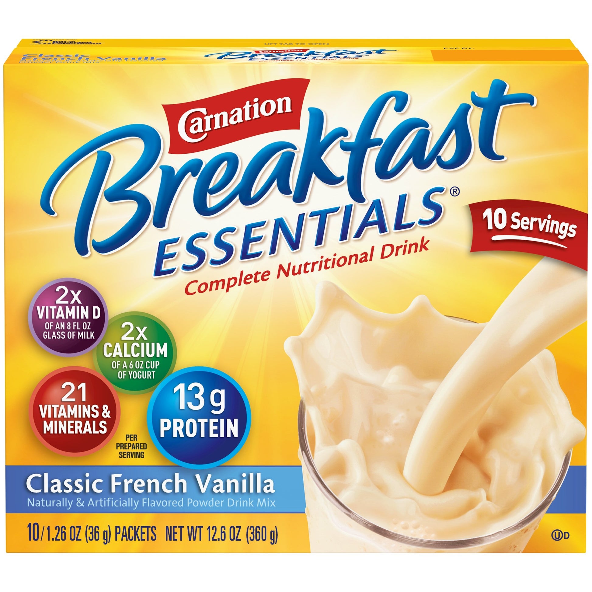 Carnation Breakfast Essentials Instant Breakfast Classic French Vanilla 10ct 2 pack