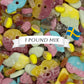 Bubs Swedish Candy Mix (1 LB) Assortment Bag - Tutti Frutti, Dizzy Skull, Banana Ovals, Fruity Pear, Big Sour Skull, Cool Raspbe
