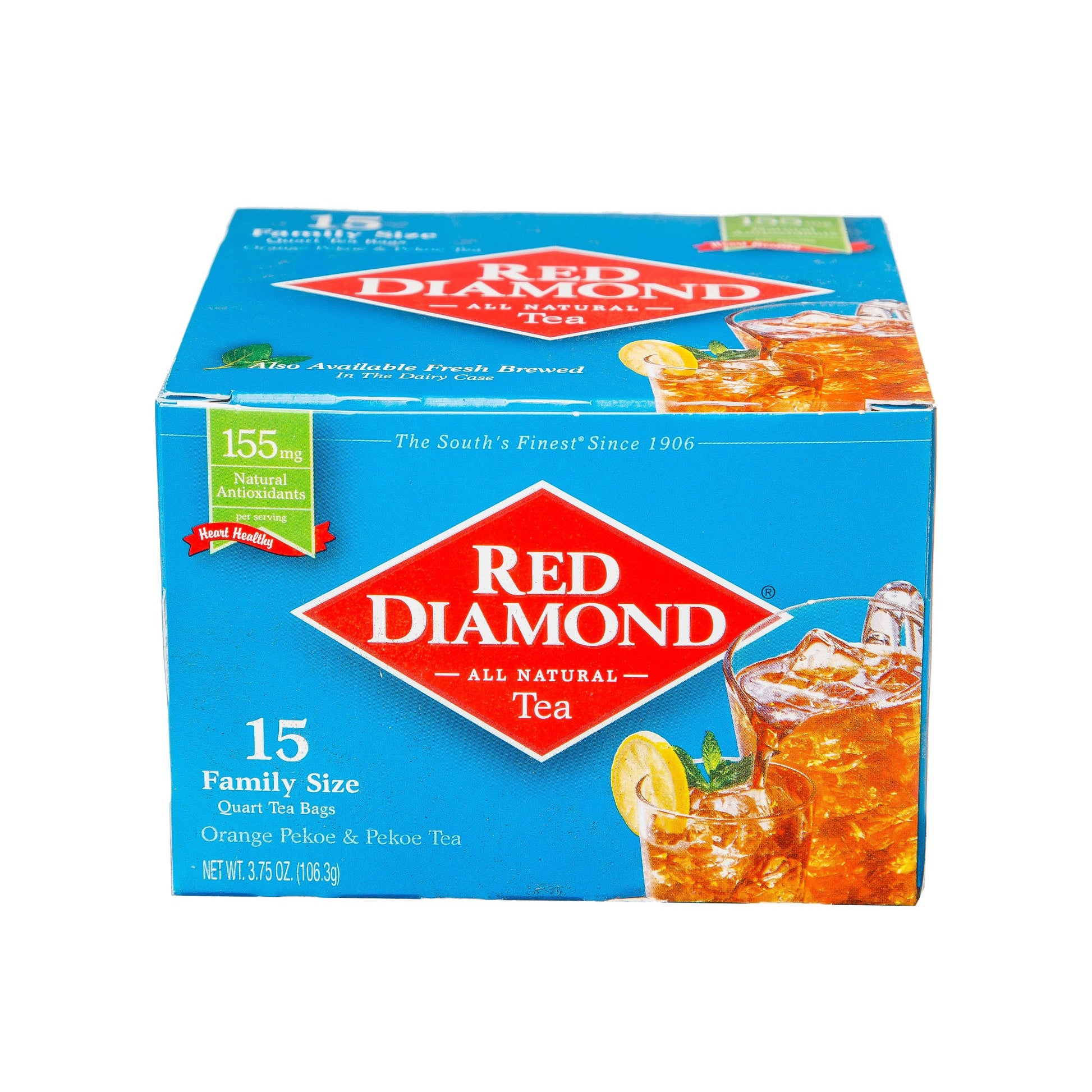 Red Diamond Iced Tea Bags | Family Size Tea Bags | Delicious And Freshly Brewed Taste | Special Top-Grade Blend | 15 Count Quart-Size Bags (12 Pack - 180 Count)