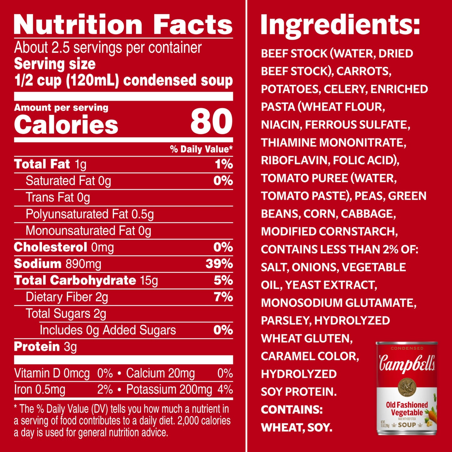 Campbell s Condensed Old Fashioned Vegetable Soup With Beef Stock, 10.5 oz Can (12 Pack)