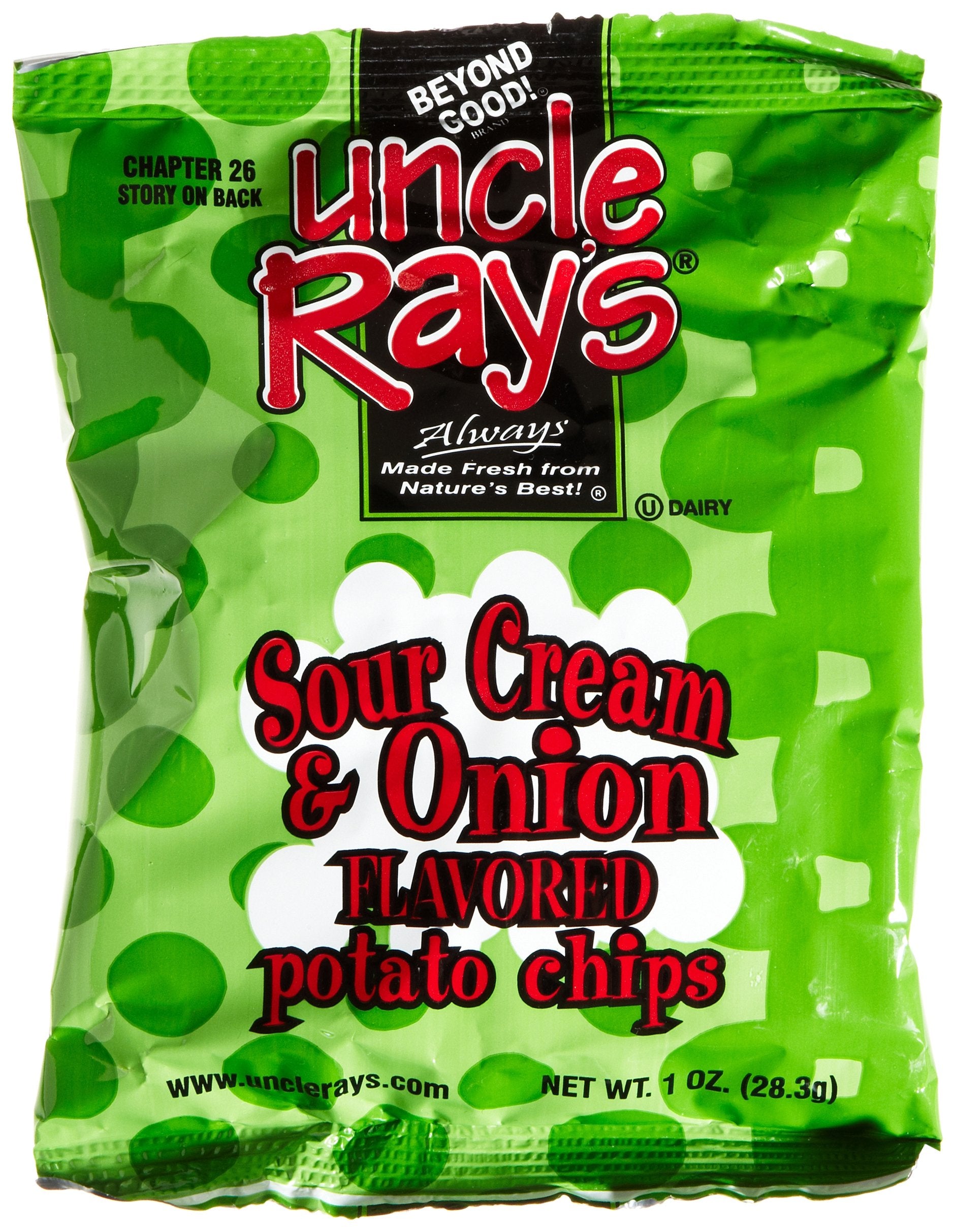 Uncle Rays Sour Cream & Onion Potato Chips, 1-Ounce Bags (Pack of 60)