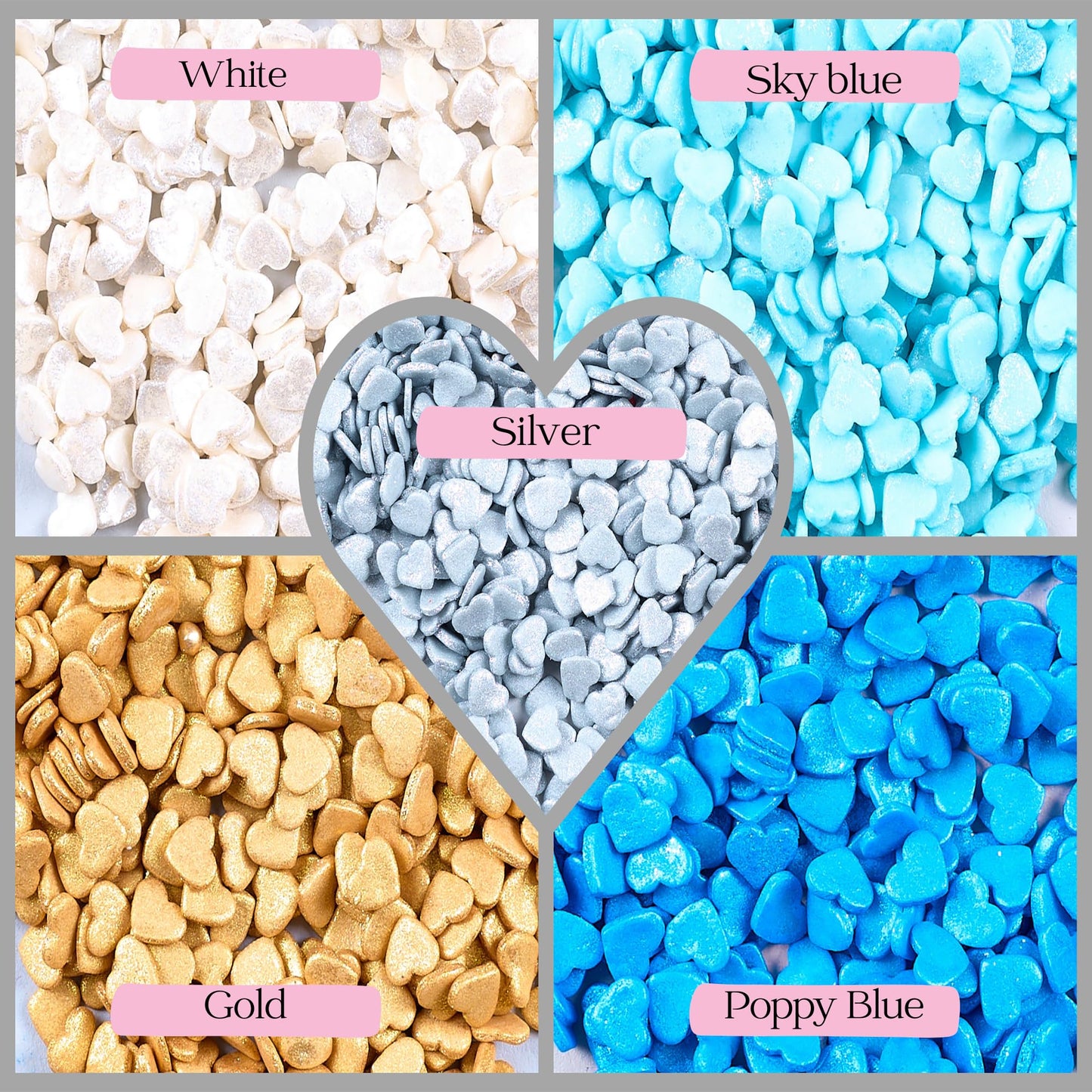 Confect Sprinkle- Blue, Gold, White & Silver Edible Sprinkle Mix | Pack Of 5 For Cakes, Cookies, Cupcakes & Baking Decor |Frozen