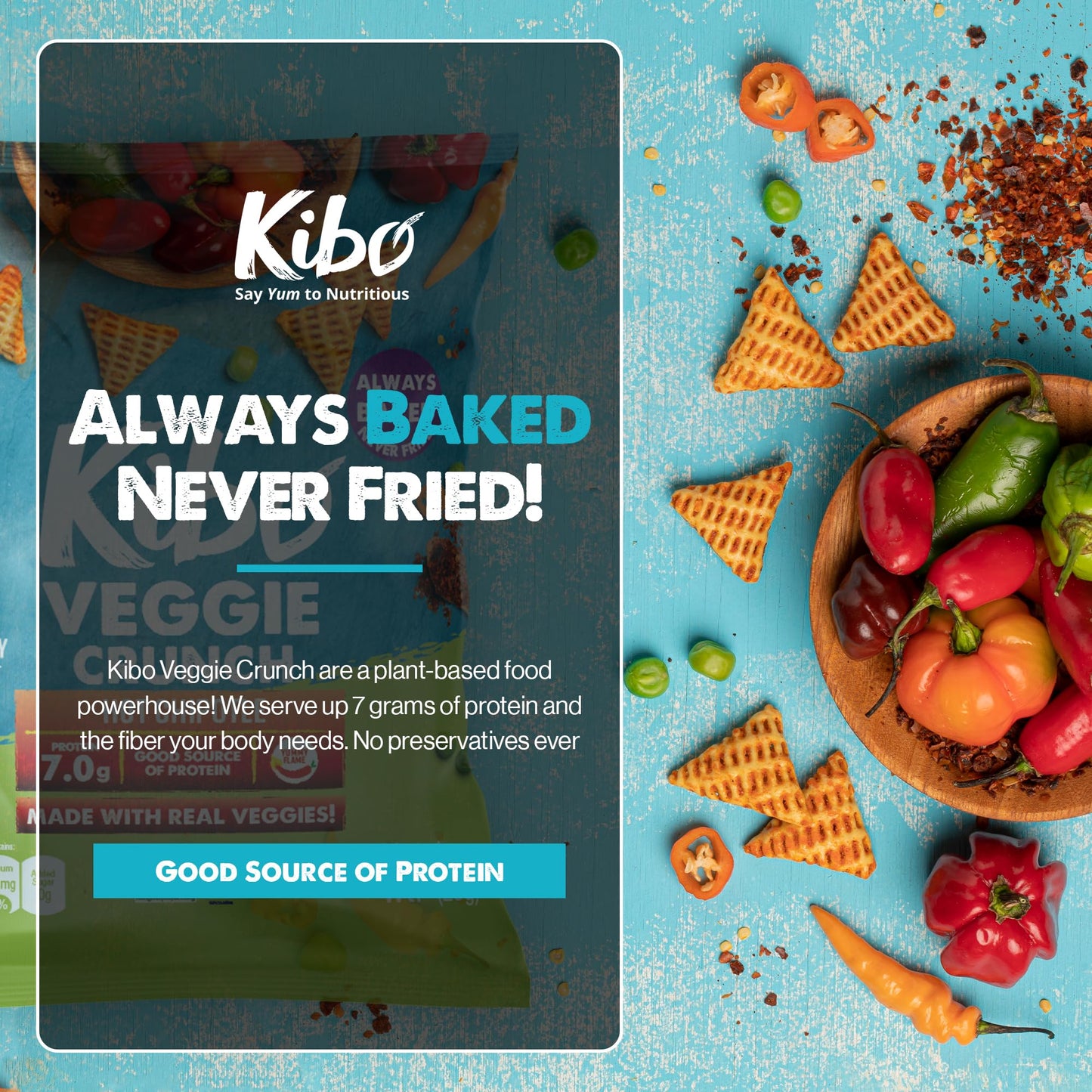 Kibo Veggie Chips Hot Chipotle Flavor, Plant-Based Protein, Gluten-Free, Non-Gmo, Vegan-Friendly, 3D Triangles, Flaming Hot 12 P