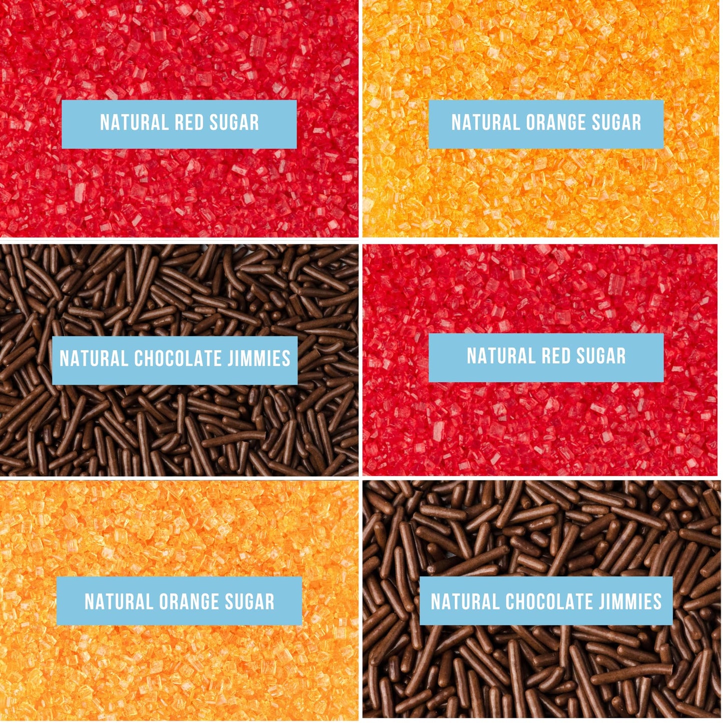 Sweets Indeed Natural Fall Sprinkles 6-Cell Jar - 2.75 oz | Dye-Free Chocolate Jimmies & Red & Orange Sanding Sugars | Autumn & Thanksgiving Cupcake & Cookie Decorations