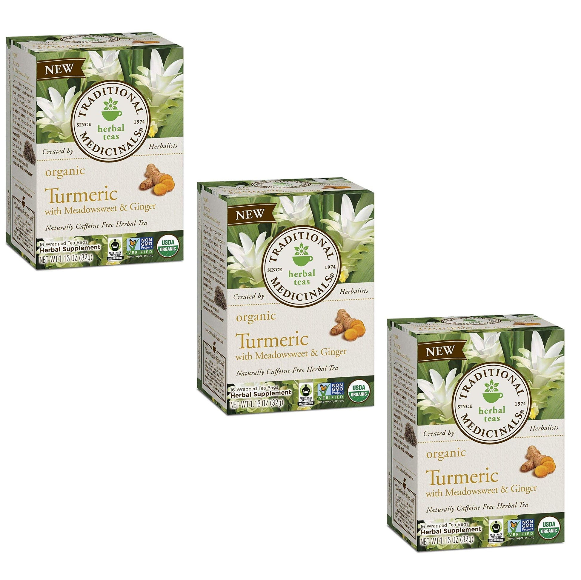 Traditional Medicinals Organic Turmeric with Meadowsweet & Ginger Herbal Tea, Supports Healthy Response to Inflammation, (Pack o