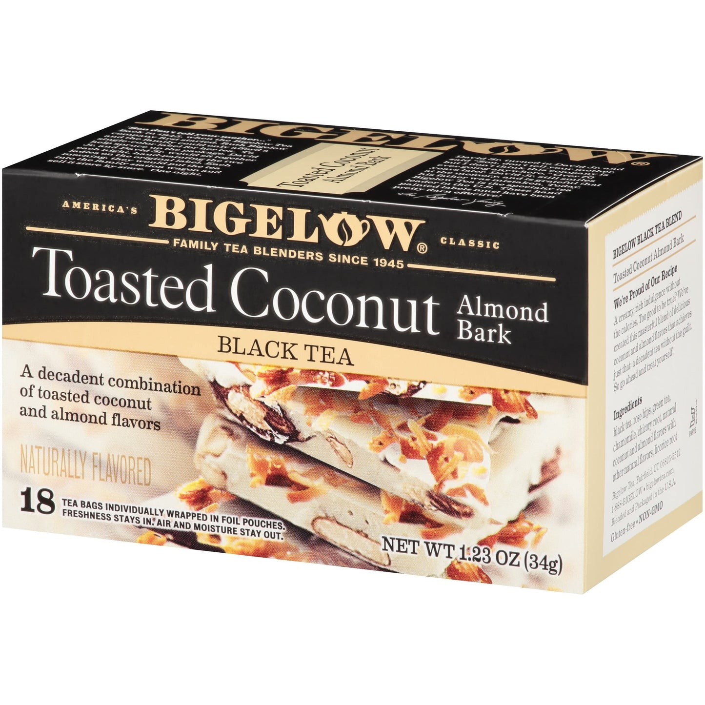 Bigelow Toasted Coconut Almond Bark 36 Tea Bags (2 Boxes Of 18)