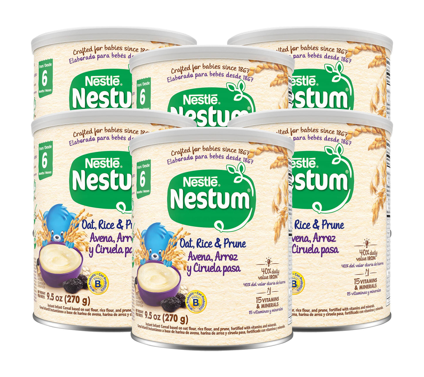 Nestle Nestum Infant Cereal Multicereal with Prune, (Pack of 6)