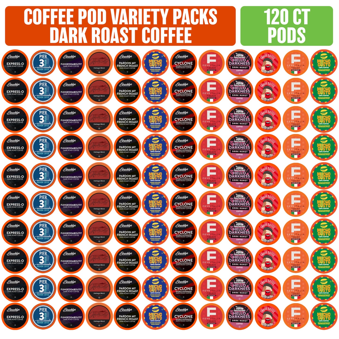 Coffee Pod Variety Packs Dark Roast Sampler  Assorted  Compatible with 2.0 K-Cup malt-inspired  Variety Pack  120 Count (Pack of 1)