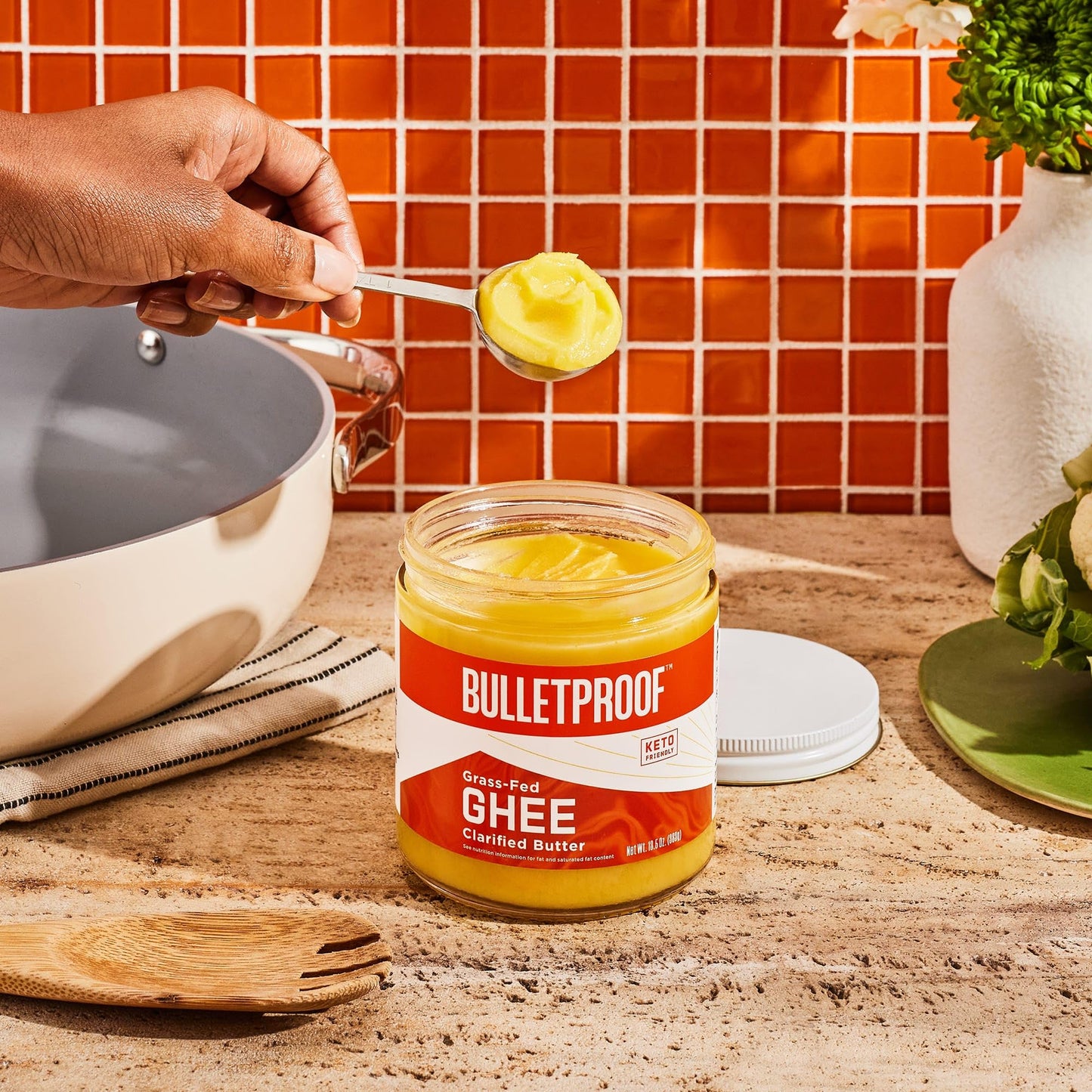 Grass Fed Ghee, 13.5 Oz, Bulletproof 100% Grass Fed, Pasture Raised Clarified Butter Fat, Keto, Paleo, Lactose Free, Casein Free