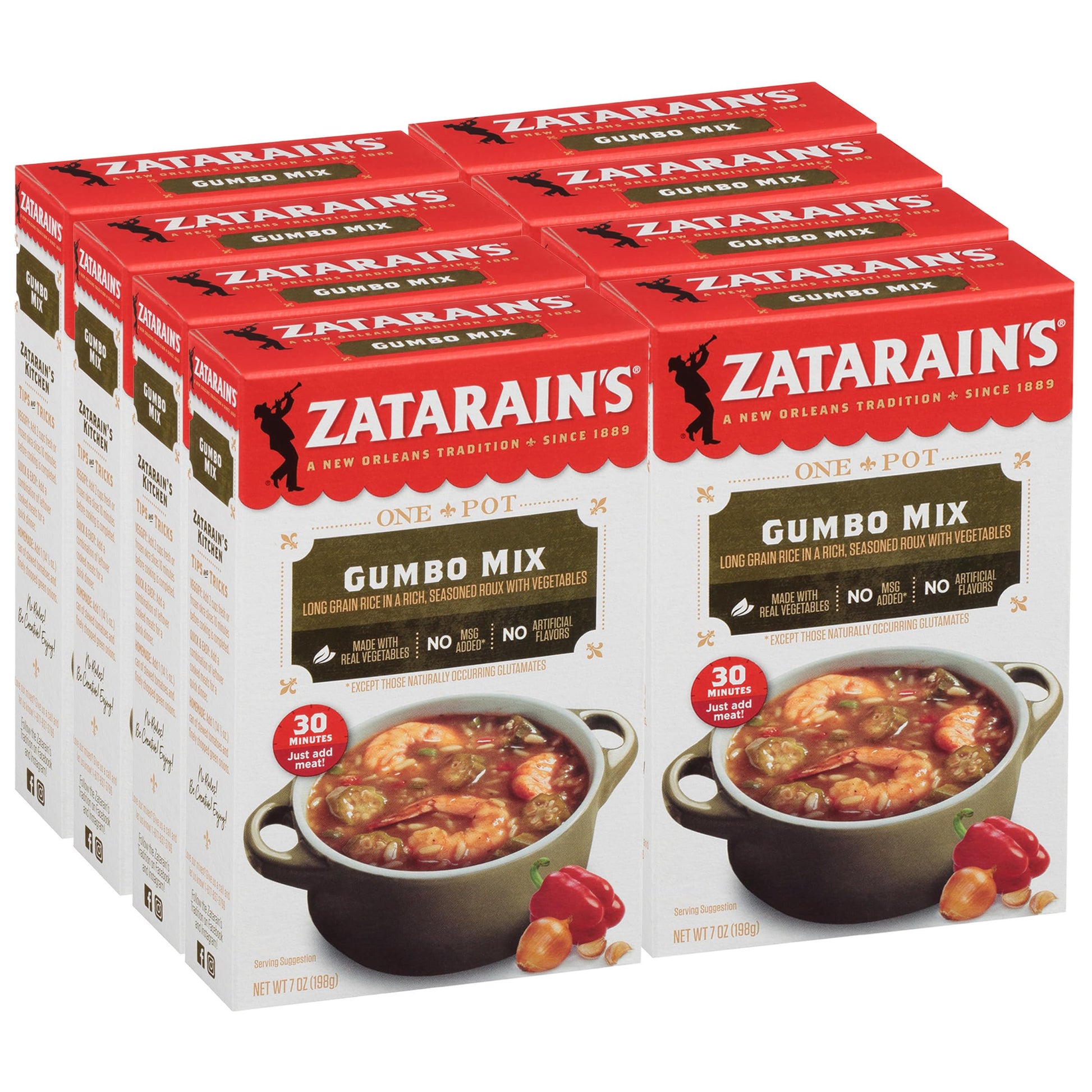 Zatarains Gumbo Mix, 7 oz, Pack of 8, Authentic Cajun Flavor, No Artificial Ingredients