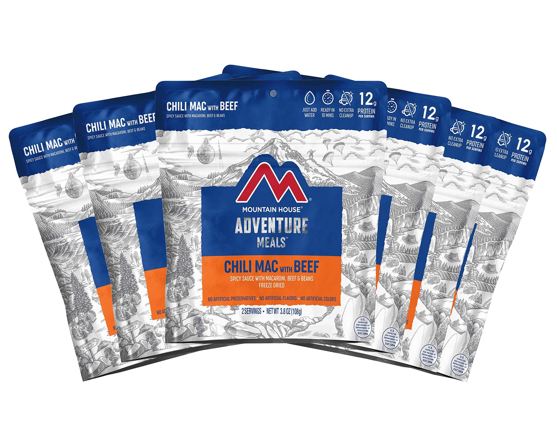 Mountain House Chili Mac With Beef  Freeze Dried Backpacking & Camping Food  6-Pack
