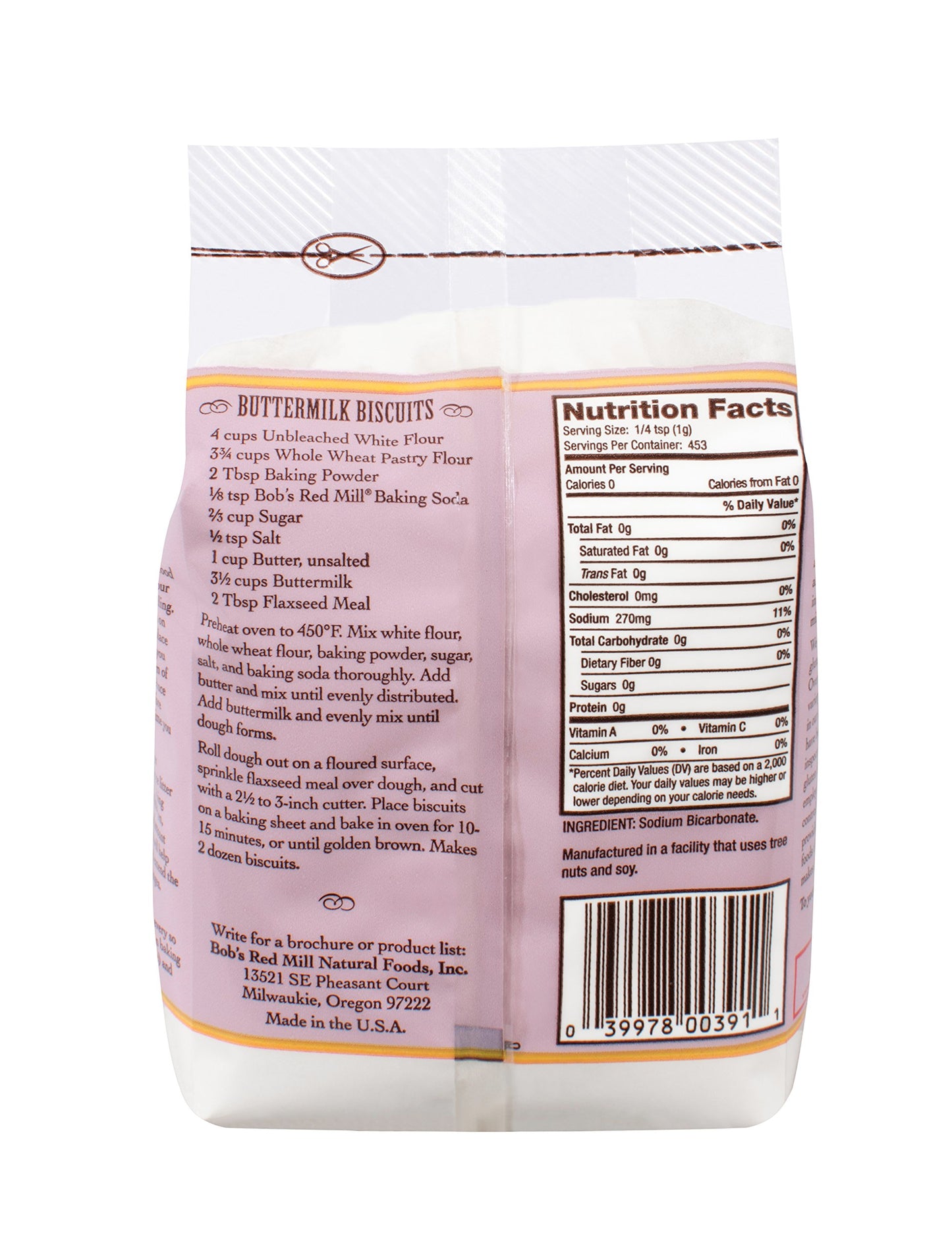 Bobs Red Mill Pure Baking Soda - 450g (Case of 4) - Premium Quality, 16 Ounce Packs