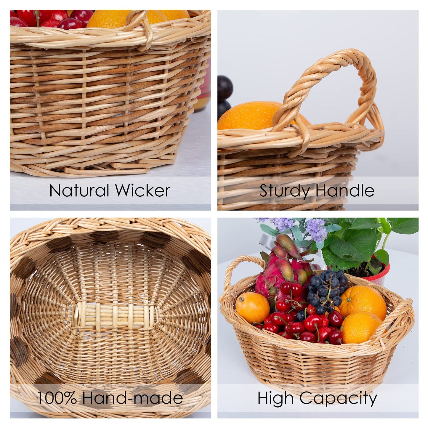 Rurality Small Empty Gift Basket To Fill Chocolate,Nuts,Coffee,Cookies For Women,Holiday,Easter,Mother'S Day,Birthday Wicker Pre