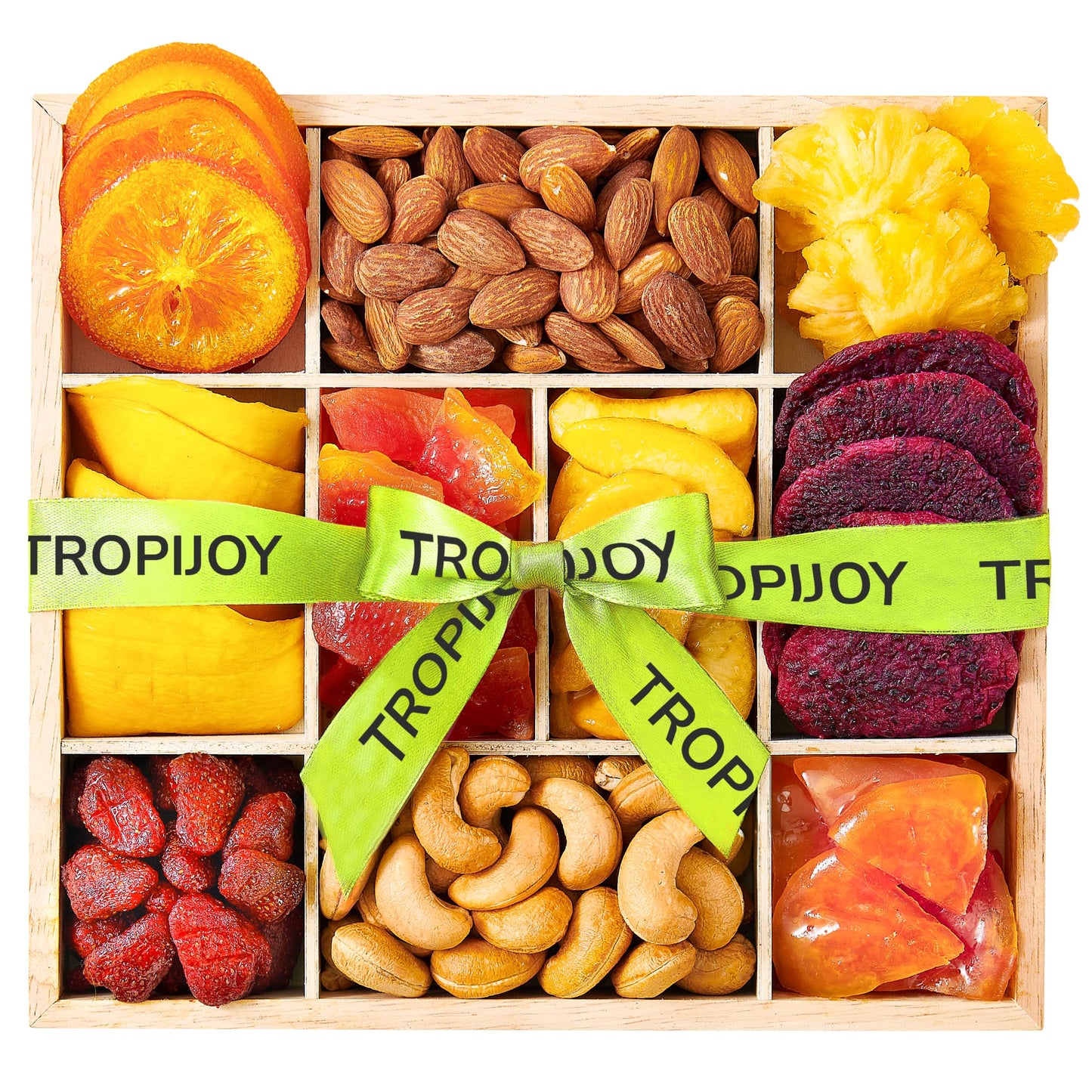 TropiJoy Dried Fruit Basket Gift - 10 Tropical Flavors, Large Variety - Thanksgiving Gifts for Family, Mixed Dried Fruit and Nuts