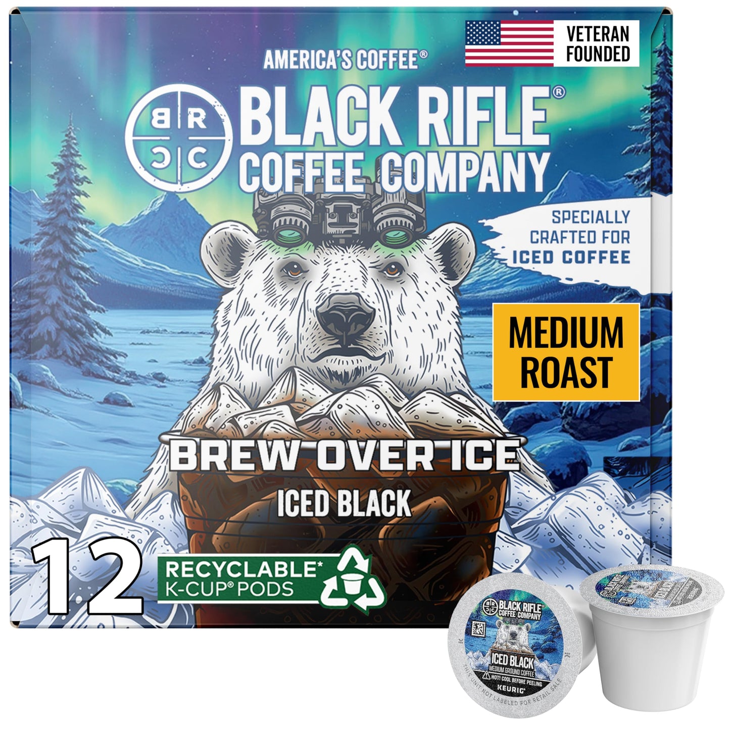 Black Equipment Coffee Company Iced Black Medium Roast Coffee 12 Count K-Cup Pods - Brew Over Ice With Chocolate  Maple & Sugar Cane Notes - Smooth  Strong & Crisp Cold Brew Flavor