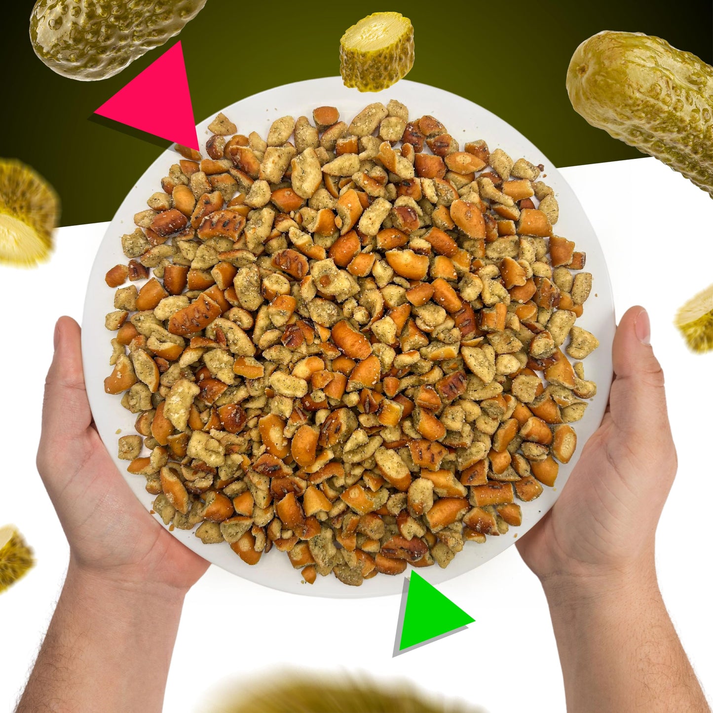 LAETAFOOD Spicy Dill Pickle Pretzel Pieces - Crunchy Snack, 1 Pound Bag, Bold Flavor, Dye Free, No Artificial Flavors