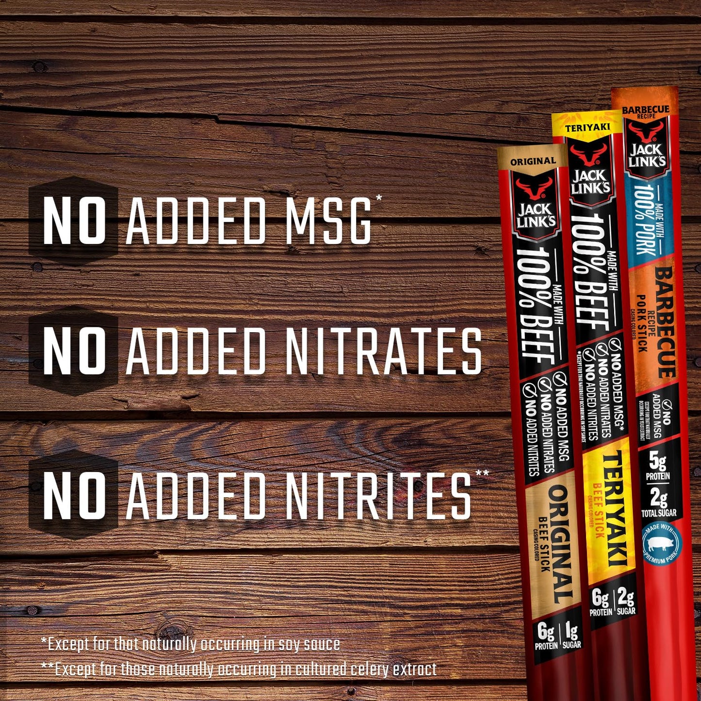 Jack Links Beef Sticks - Includes (9) Original, (7) Teriyaki, (4) Barbecue Pork Protein Snack, No Added MSG - 0.92 Oz. (20 Coun