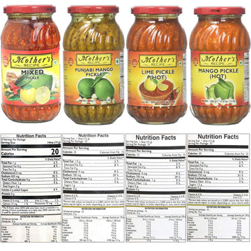 Mother'S Recipe - Pickle Combo 4In1 (Mixed, Punjabi Mango, Lime Hot, Mango Hot) 500G X 4