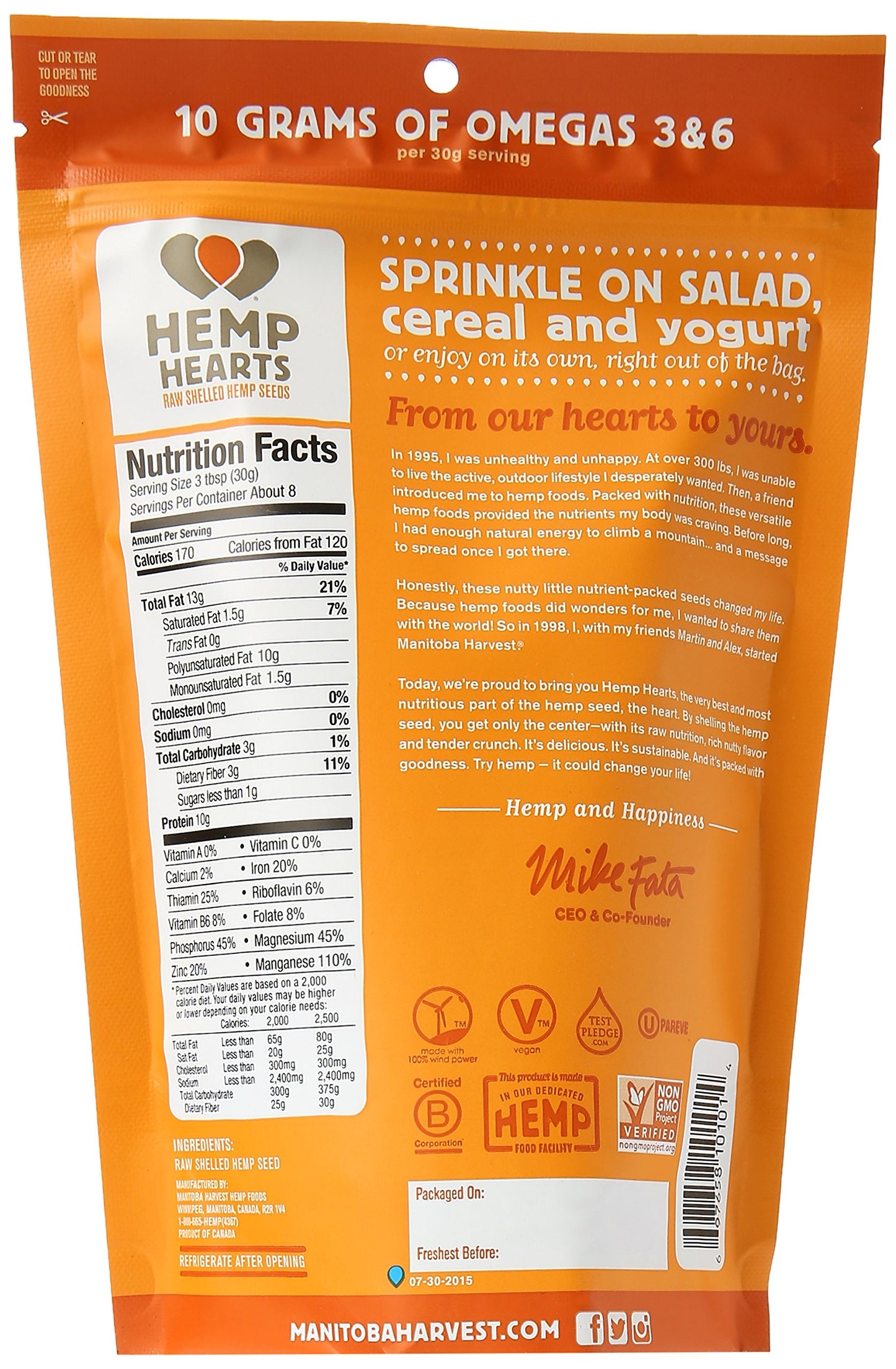 Manitoba Harvest Shelled Hemp Seeds, 8 Oz