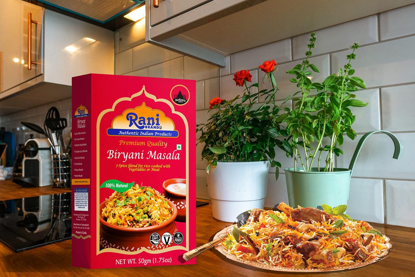 Rani Biryani Masala Curry (7-Spice Blend For Indian Rice Dishes, Pullao/Pilau) 1.75Oz (50G) ~ All Natural | Vegan | No Colors | Gluten Friendly | Non-Gmo | Indian Origin