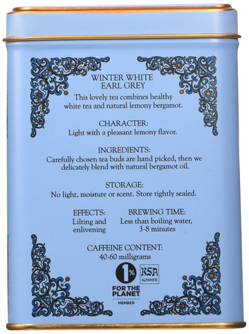 Harney & Son'S Mothers Day Winter White Earl Grey Tea (20 Sachets, 1.4Oz Tin) - Chinese White Tea Blended With Natural Lemony Be