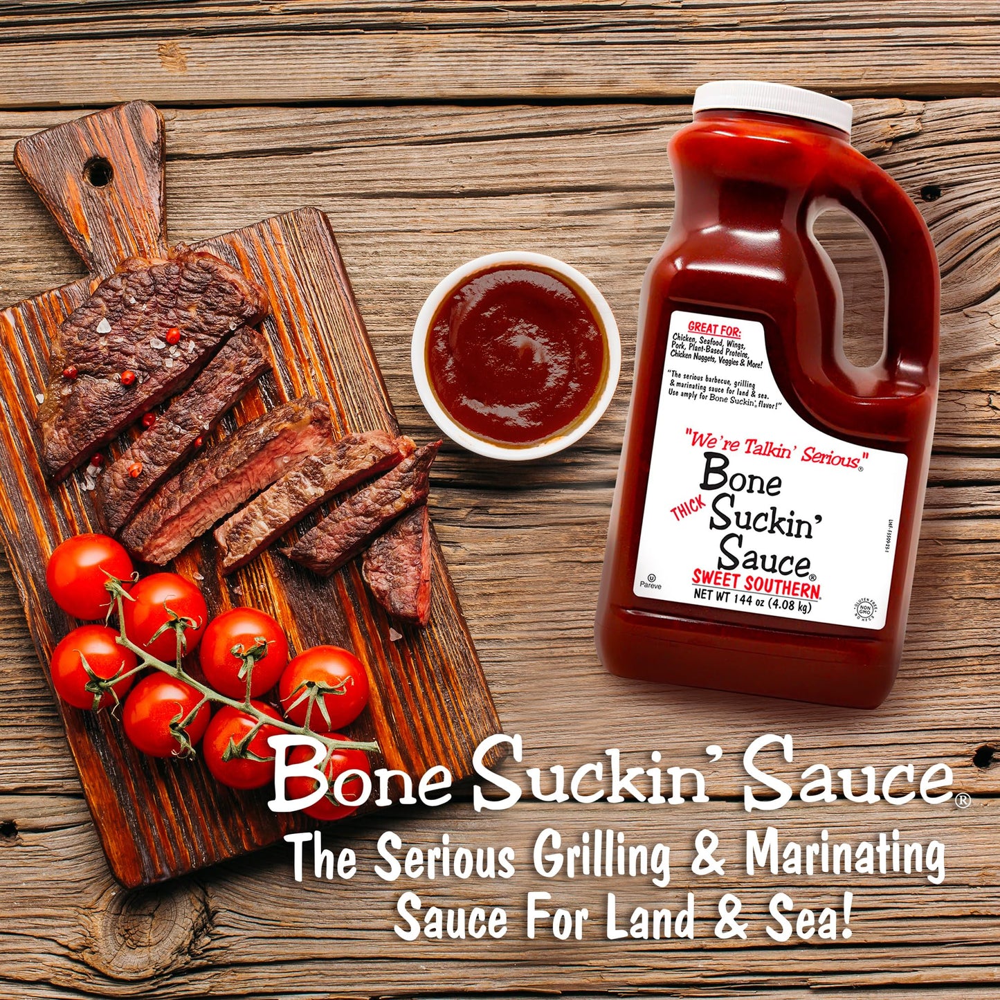 Bone Suckin' Sweet Southern Thick Bbq Sauce, 144 Oz Bulk Jug - Gluten-Free, Non-Gmo, Kosher, Sauce Sweetened With Cane Sugar & M