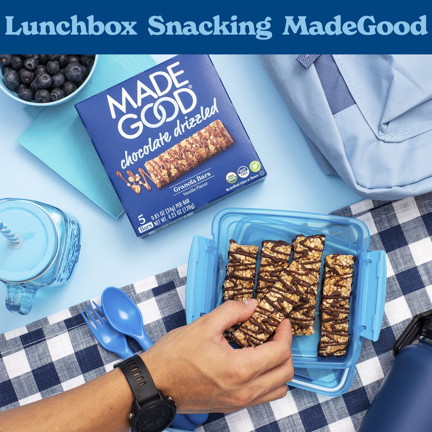 MadeGood Chocolate Drizzled Granola Bars, Vanilla (30 Count) Bulk Gluten Free Snacks