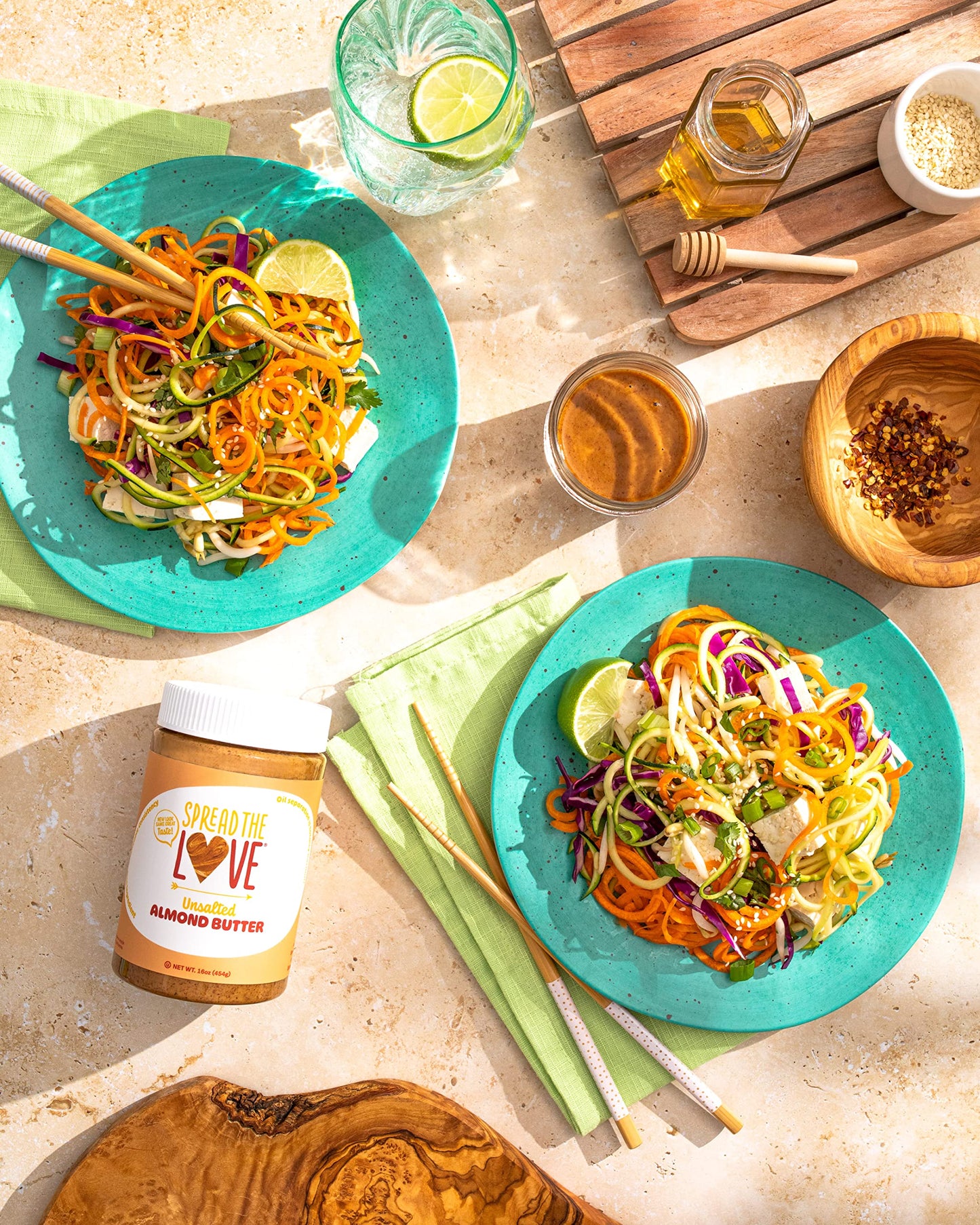Spread The Love UNSALTED Almond Butter  16 Ounce (All Natural  Vegan  Gluten-free  Creamy  No added salt  No added sugar  No palm fruit oil  Not pasteurized with PPO)