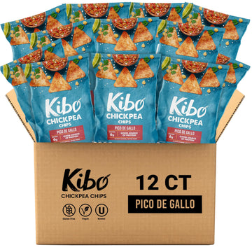 Kibo Chickpea Chips Pico de Gallo - Gluten-Free, Plant-Based, High Protein-Fiber Non-GMO, Vegan, Made with Real Veggies - 1 oz, 