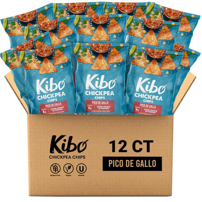 Kibo Chickpea Chips Pico de Gallo - Gluten-Free, Plant-Based, High Protein-Fiber Non-GMO, Vegan, Made with Real Veggies - 1 oz, 