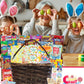 Easter Brown Oval Willow Basket (70 Ct) Filled With Treats, Snacks, Candy, Peelable Gummies, Marshmallow Gummies, Bunny And More