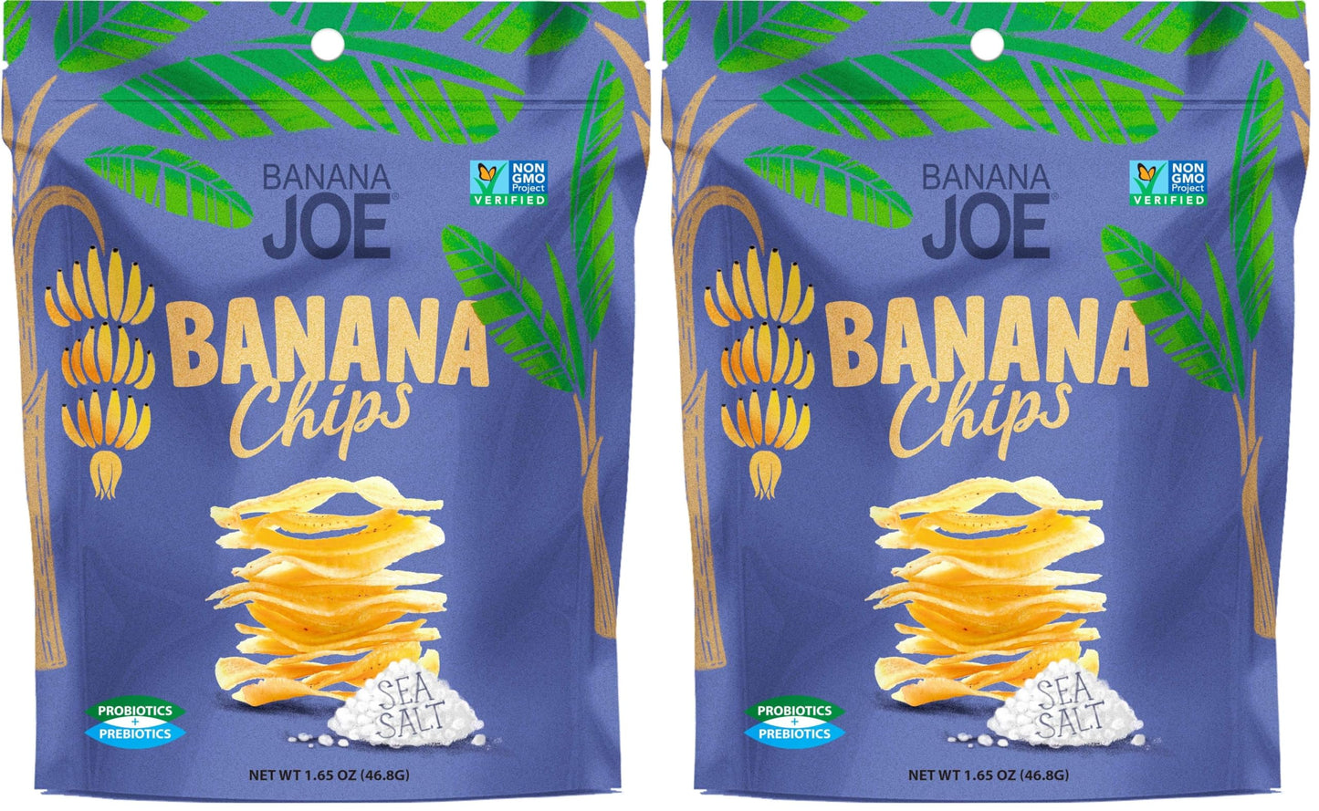 BANANA JOE Sea Salt Banana Chips, 1.65 Ounce (Pack of 2)