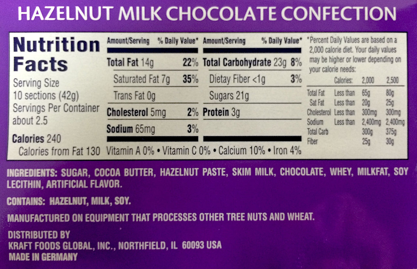 Worlds Best Milka Chocolate - Noisette, 10 Bars