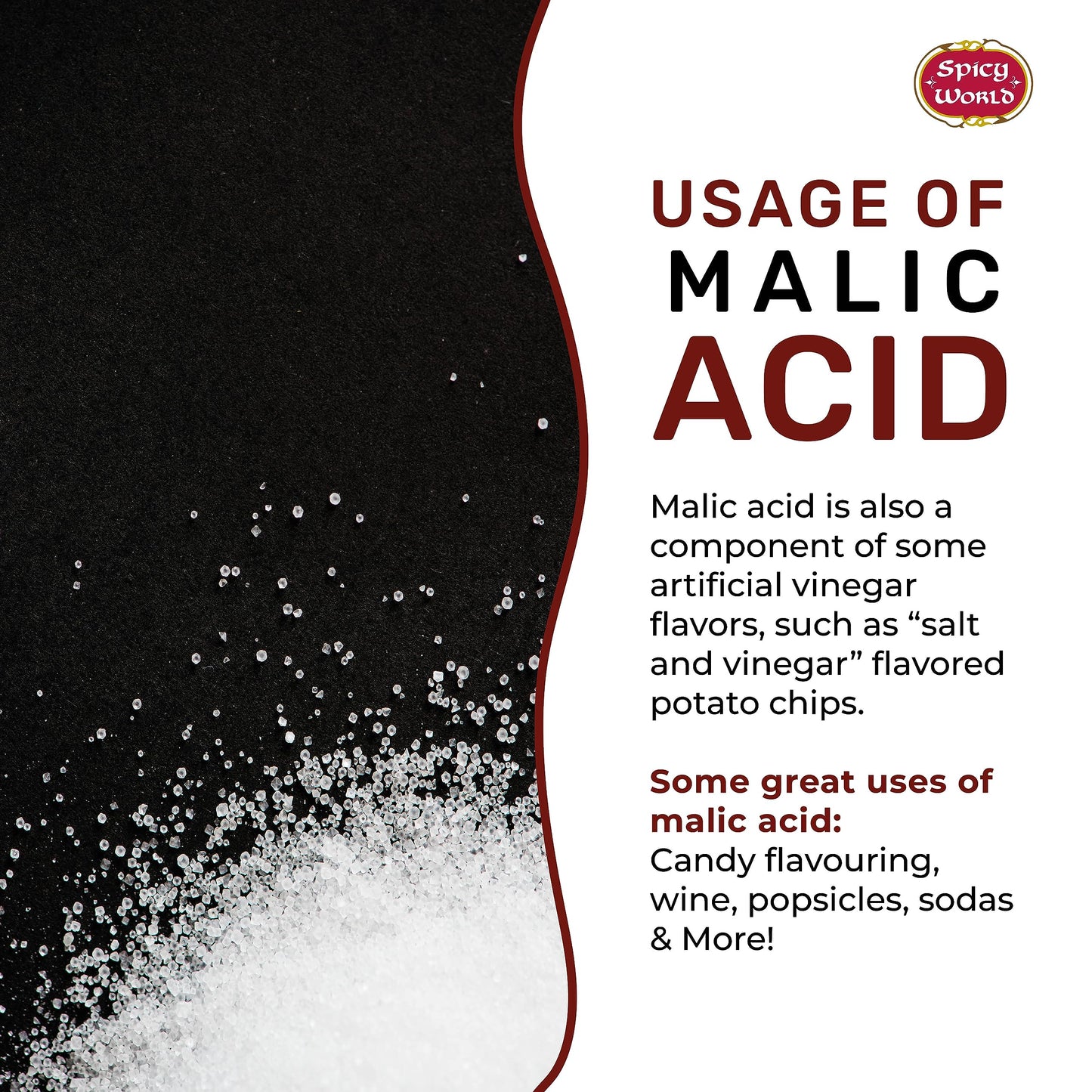 Spicy World Malic Acid Powder 1.75 LB (28oz) - Food Grade, Crystals, Tart Flavor - 1 Pack Each