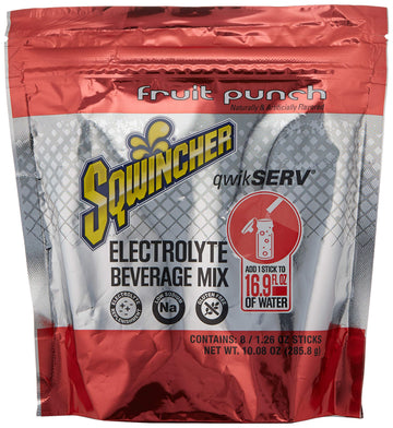 Sqwincher 1.26 Ounce Fruit Punch Flavor Qwik Serv Powder Concentrate Package Electrolyte Drink