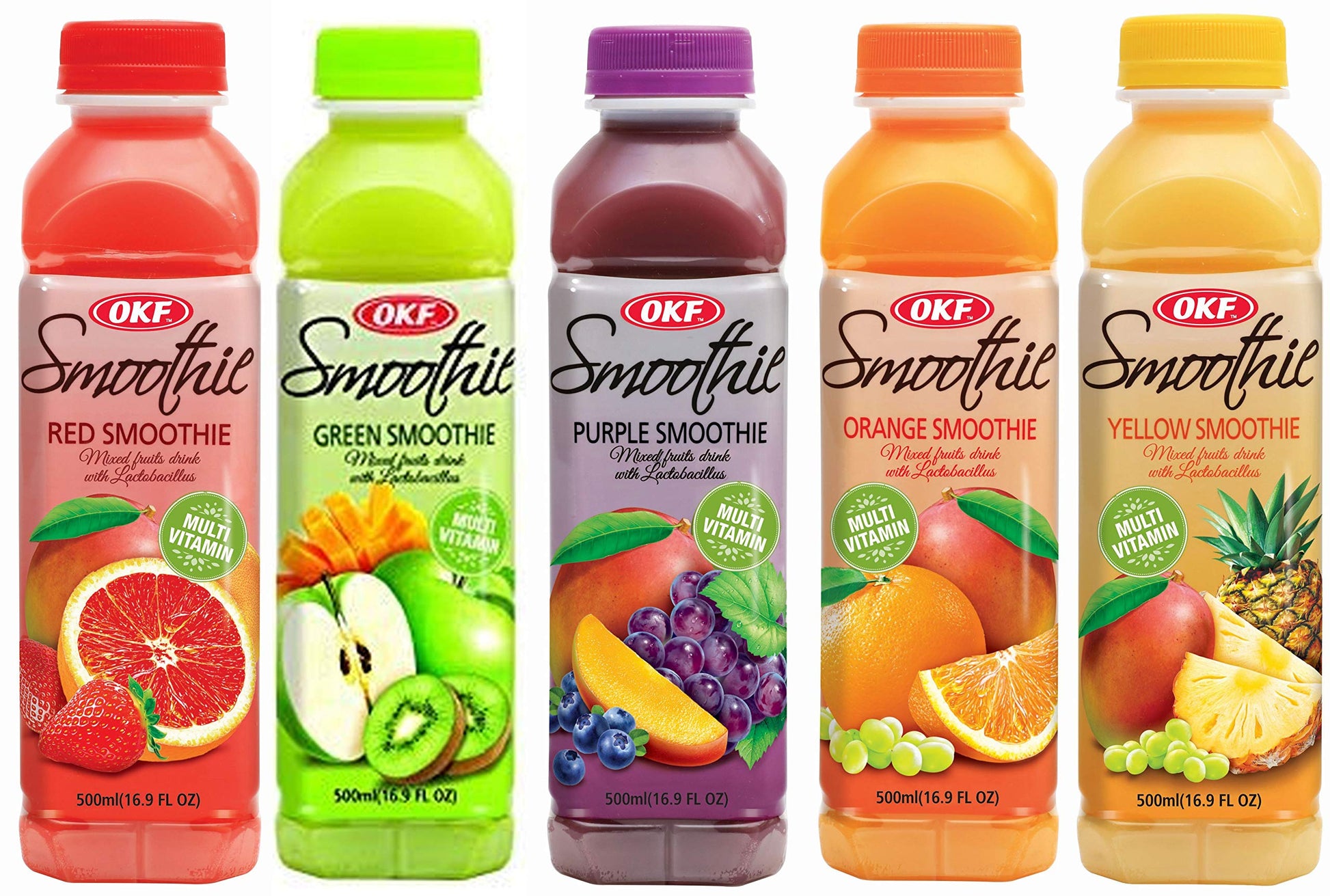 OKF Smoothie Multi Vitamin Drink Variety Pack, 16.9 oz, 5 Flavors, Pack of 6