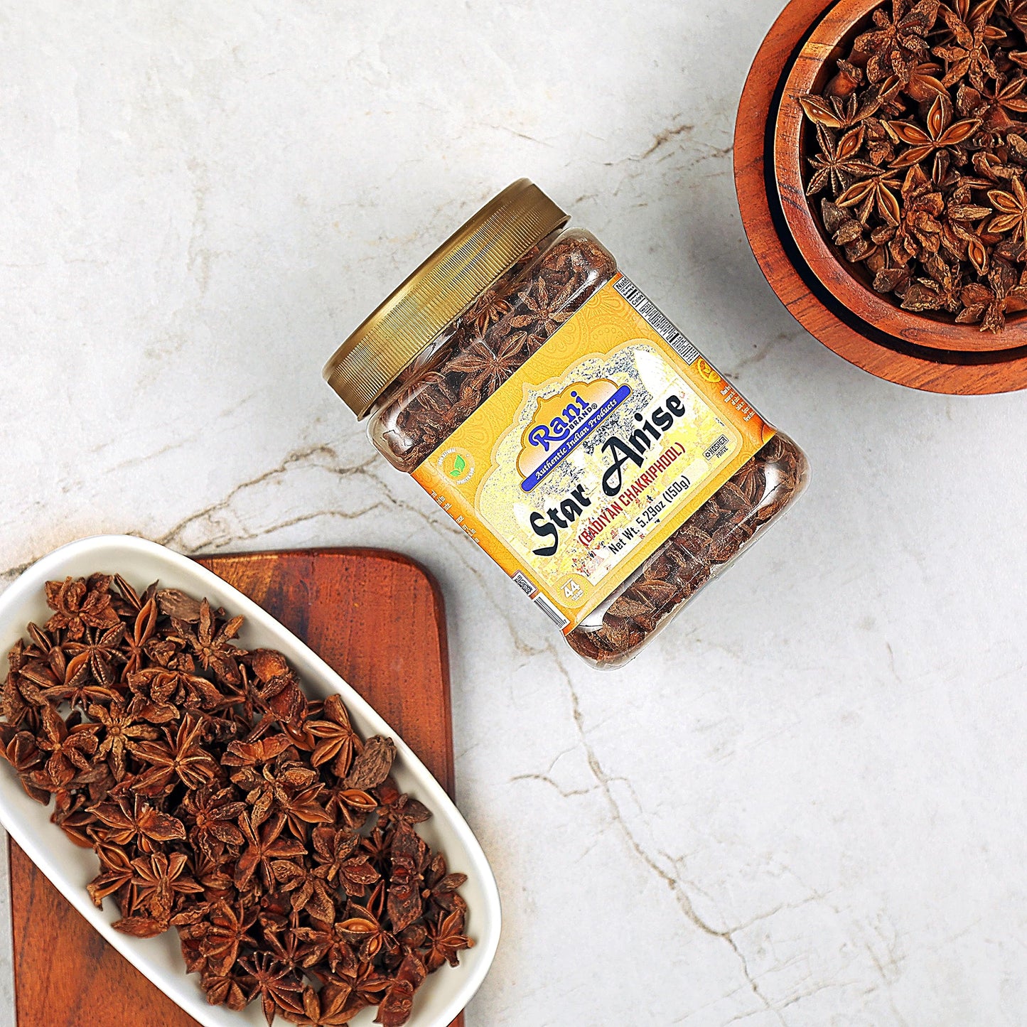 Rani Star Anise Seeds, Whole Pods (Badian Khatai) Spice 5.29Oz (150G) Pet Jar ~ All Natural | Gluten Friendly | Non-Gmo | Kosher