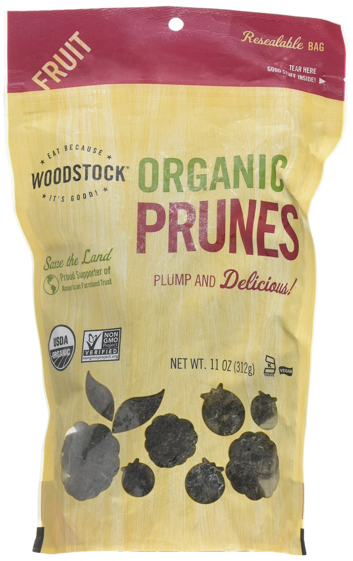 Woodstock Prunes Organic California Pitted 11-Ounce (Pack Of 2)